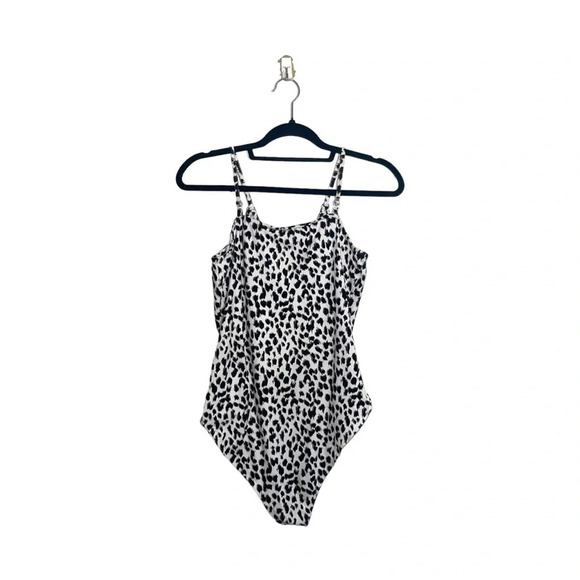 Maurices White & Black Leopard Print Strappy Front Bodysuit Medium Women’s - Picture 6 of 13